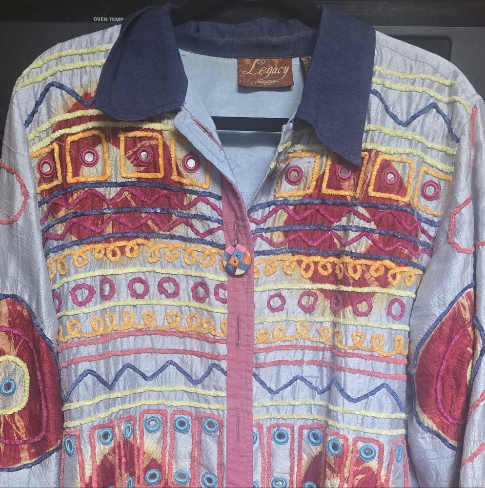 Legacy Vibrant Panjara Mirror Colorful Embroidery Jacket